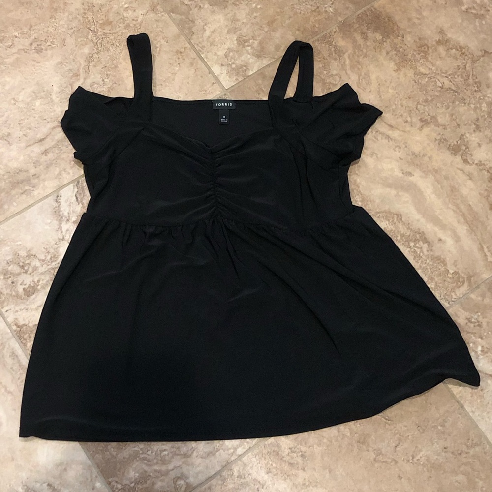 Black Cold Shoulder Top